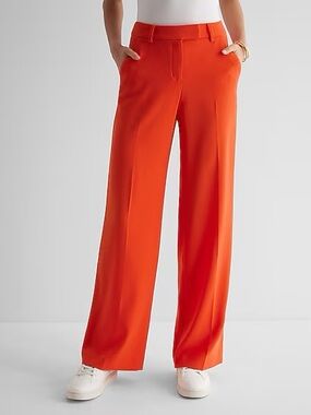 Express Wide-Leg High-Rise Trousers in Vivid Orange